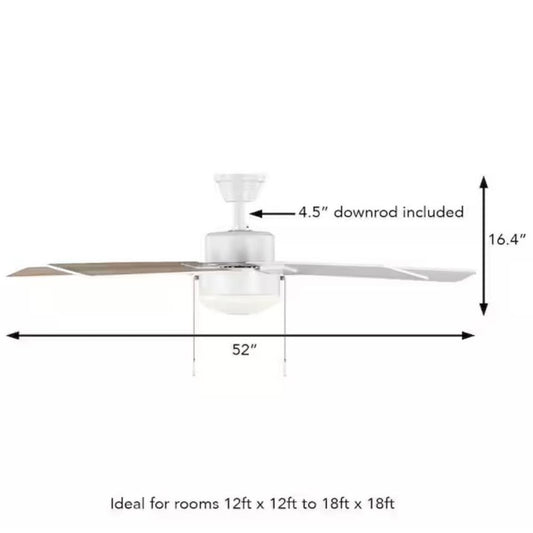 Ceiling Fan with Light Kit 52 in. Corwin Indoor/Outdoor Matte White
