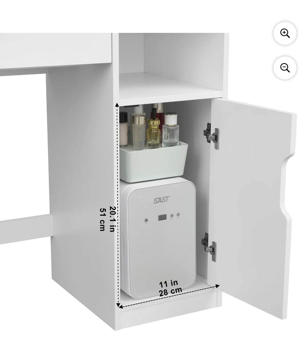 Vanity Table with Lighted Mirror and Storage, White