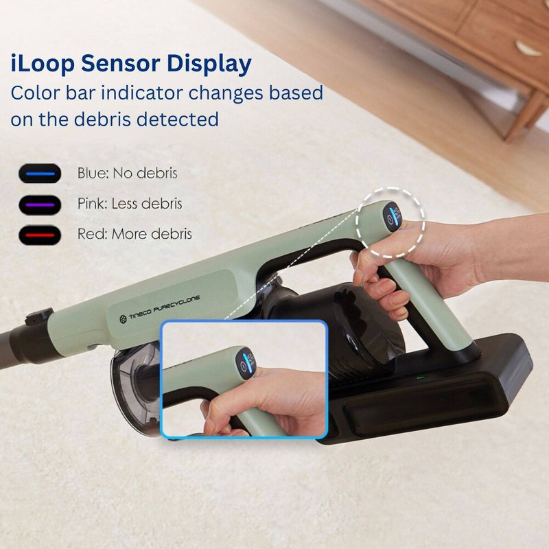 Tineco GO Pet Cordless Stick Vacuum with ZeroTangle Brush Technology Seafoam Green