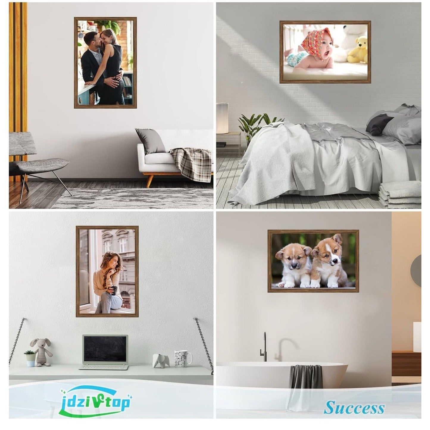 18x24 PICTURE FRAME Brown Wood Poster Frame Plexiglass, Large Photo Wall Frame