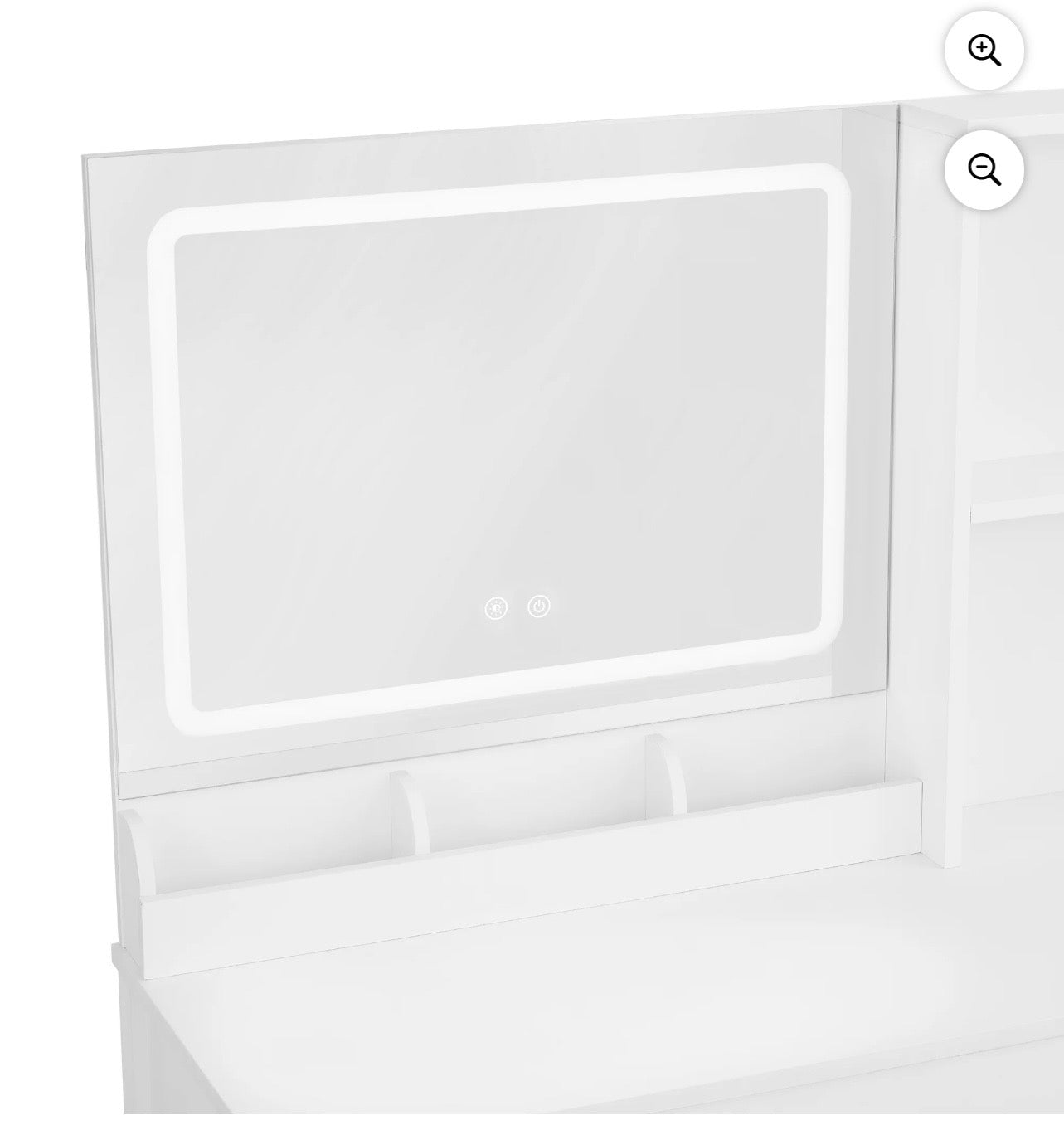 Vanity Table with Lighted Mirror and Storage, White