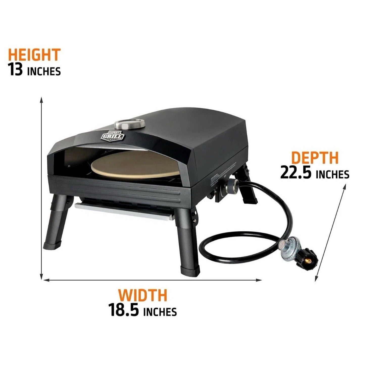 Expert Grill Black Tabletop P Gas Pizza Oven Outdoor 13" Stone 17,000 BTU