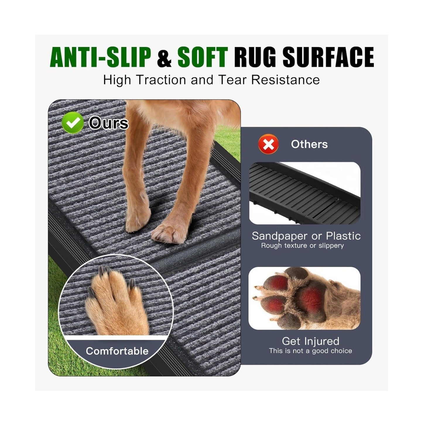PUPAINT CW-001 67" Long Portable Folding Pet Ramp, Grey Aluminum Alloy & Fiber new