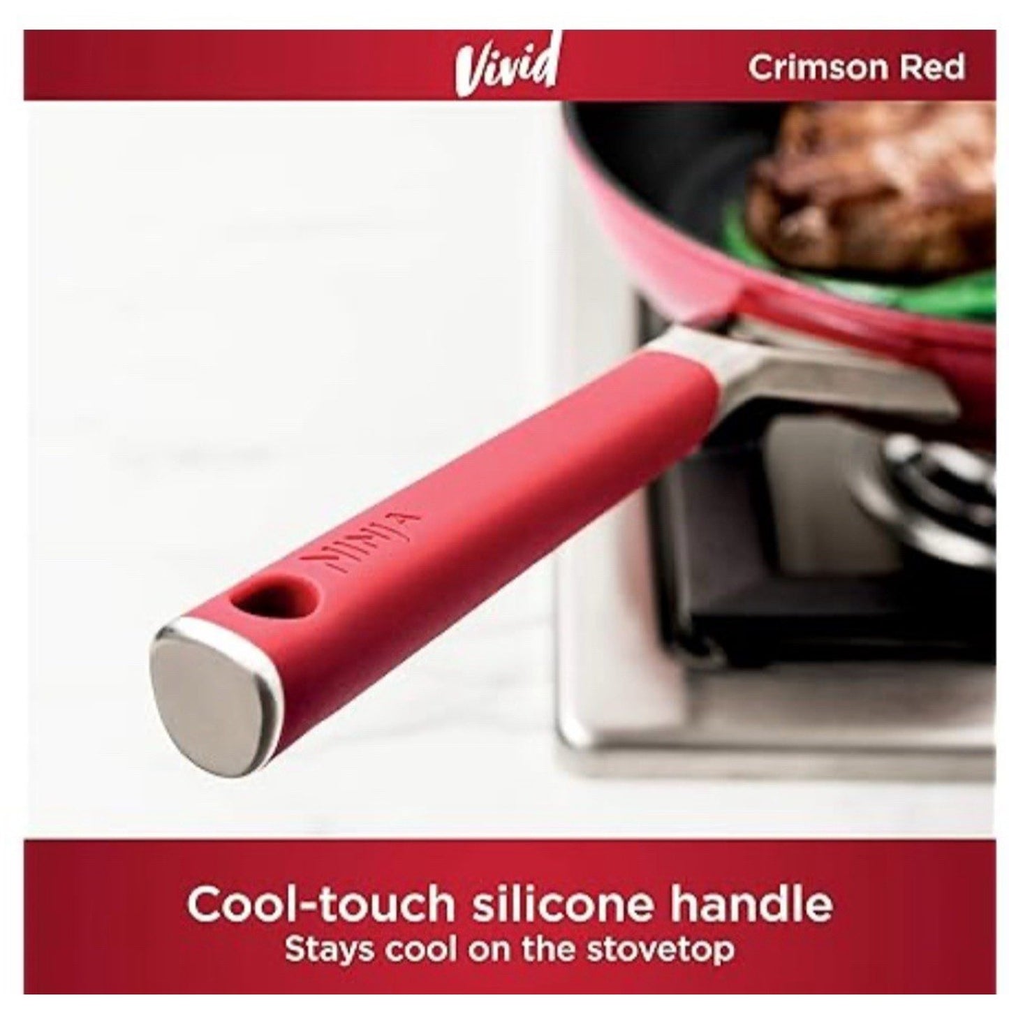 NINJA Foodi NeverStick Vivid 8 Piece Cookware Set - Vivid Crimson