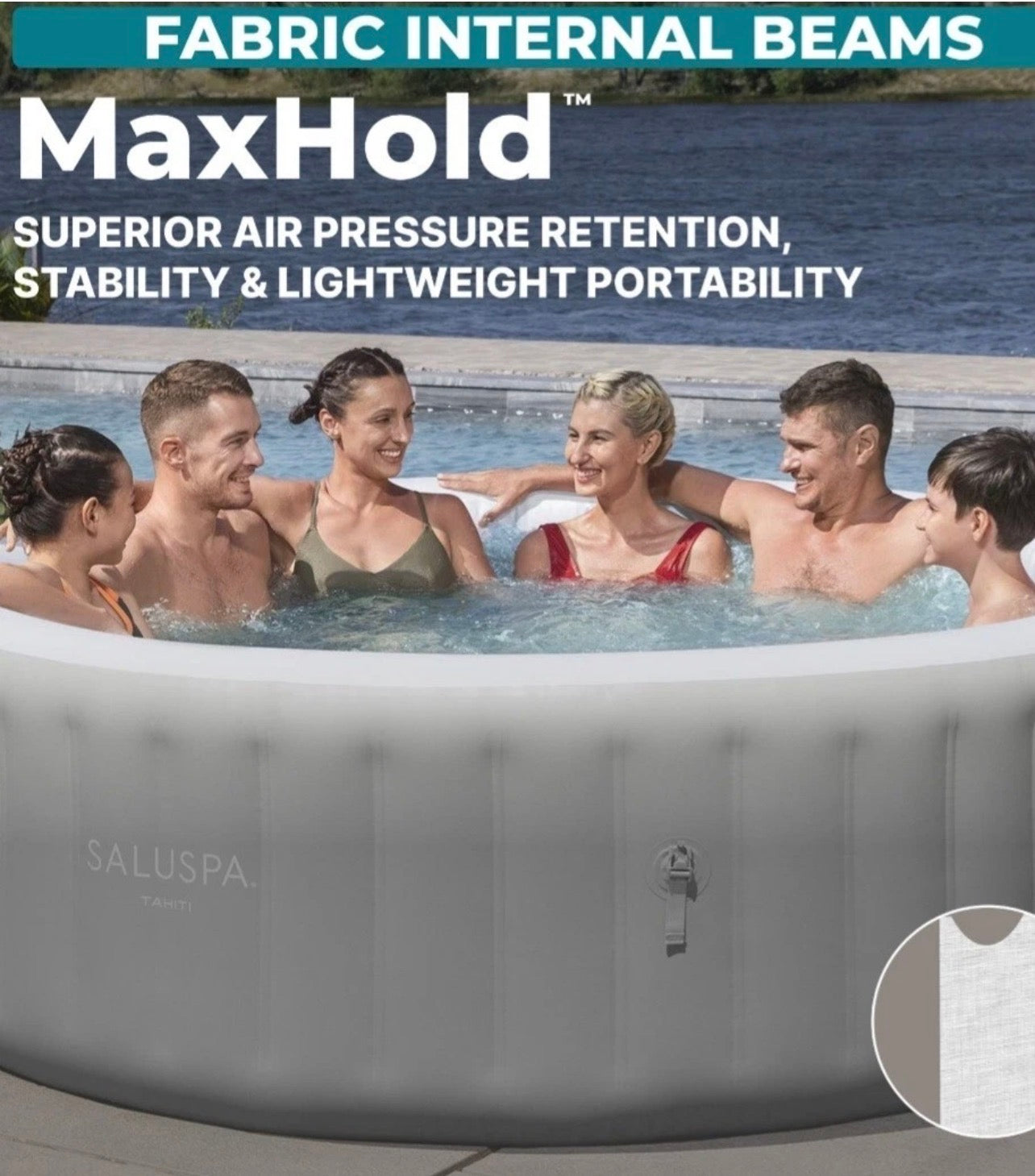 SaluSpa Tahiti Energy-Efficient Smart AirJet Inflatable Circle Hot Tub