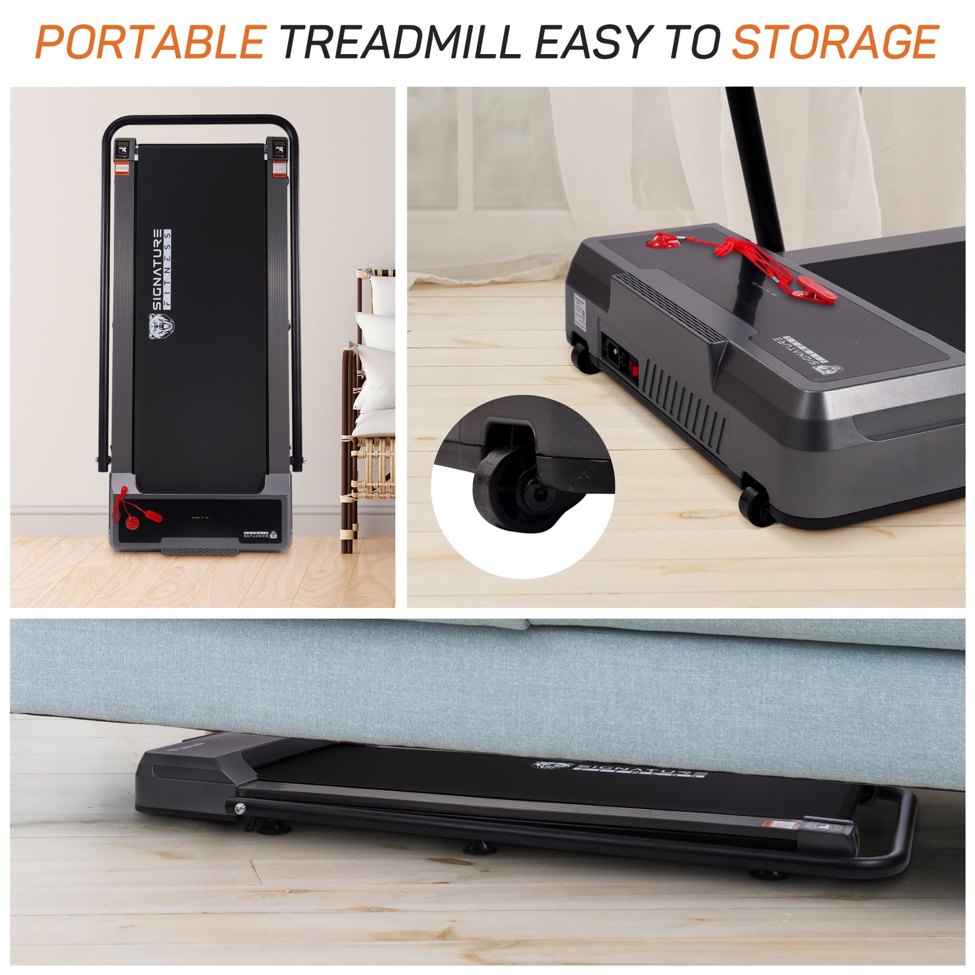 BalanceFrom SlimFold Dual-Mode Walking Pad, Compact Under-Desk Electric Treadmill with Remote Control & Transport Wheels, Quiet Space-Saving Walker for Home Office Walking or Light Jogging