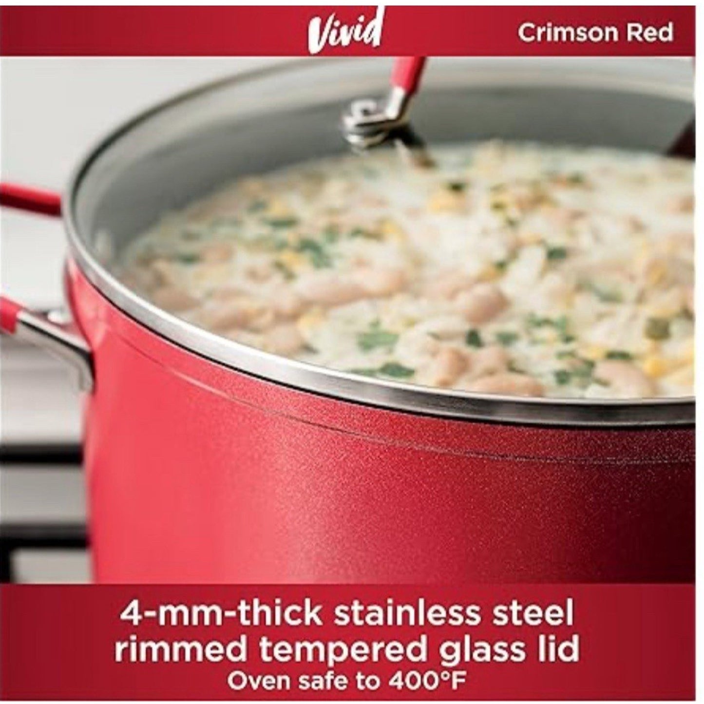 NINJA Foodi NeverStick Vivid 8 Piece Cookware Set - Vivid Crimson