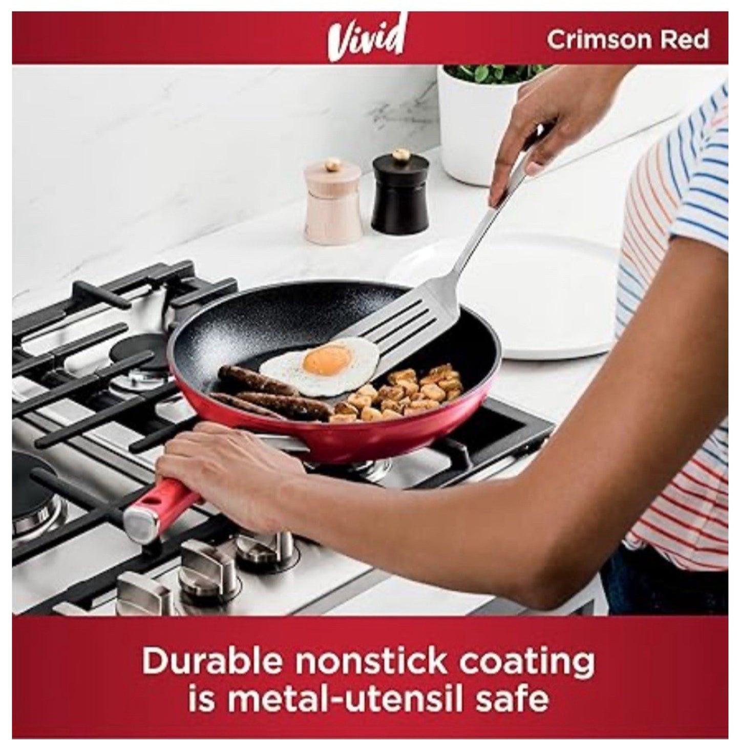 NINJA Foodi NeverStick Vivid 8 Piece Cookware Set - Vivid Crimson