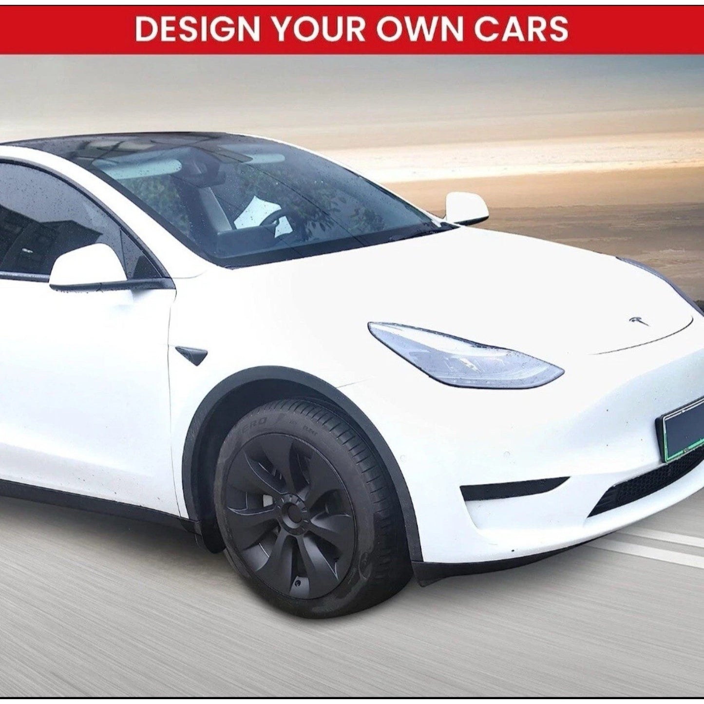 19 Inch Matte Black Hubcap Wheel Covers (4 Pcs) Fits Tesla Model Y