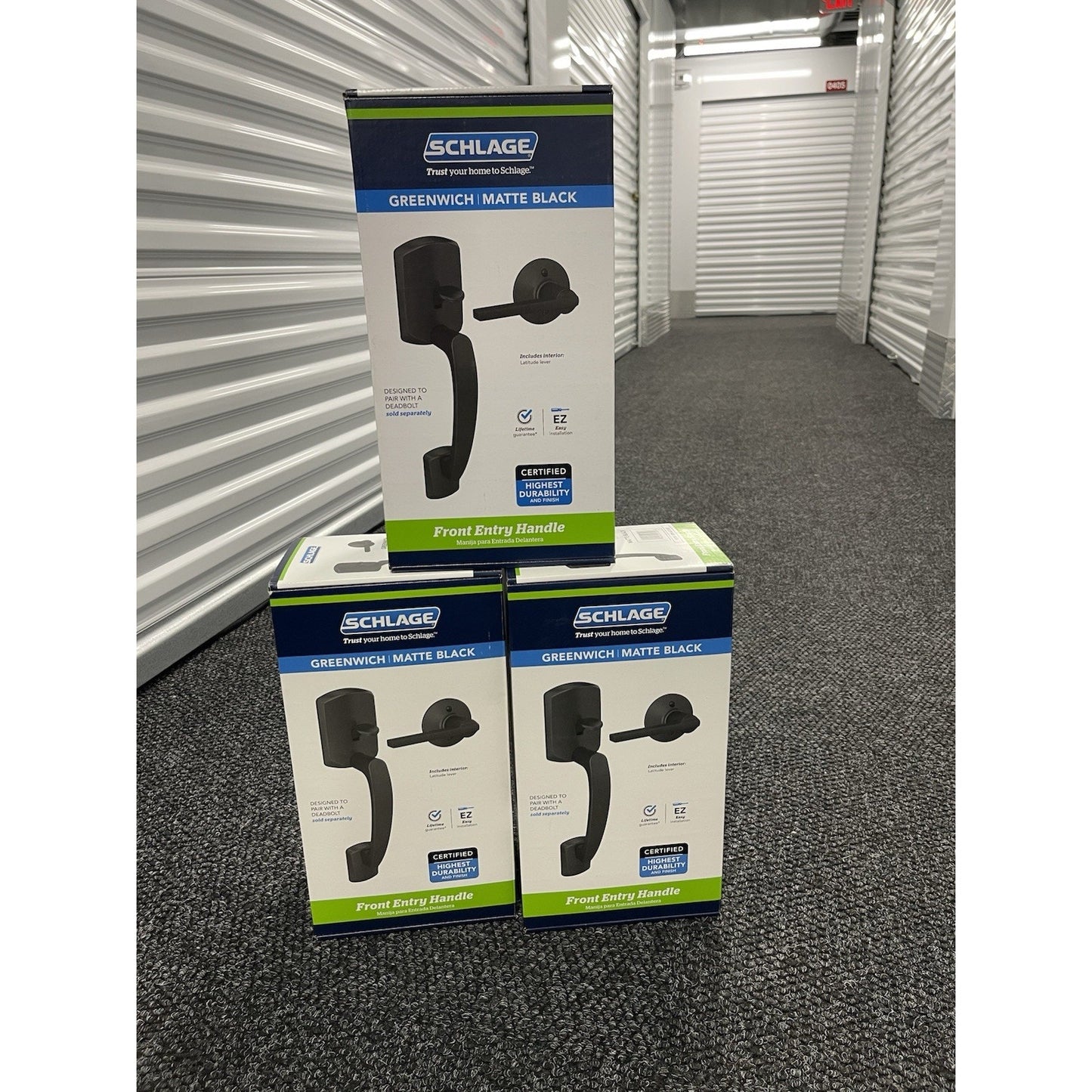Schlage FE285 GRW 622 LAT GreenwichDoor Handleset Grip Latitude handles 1DayShip