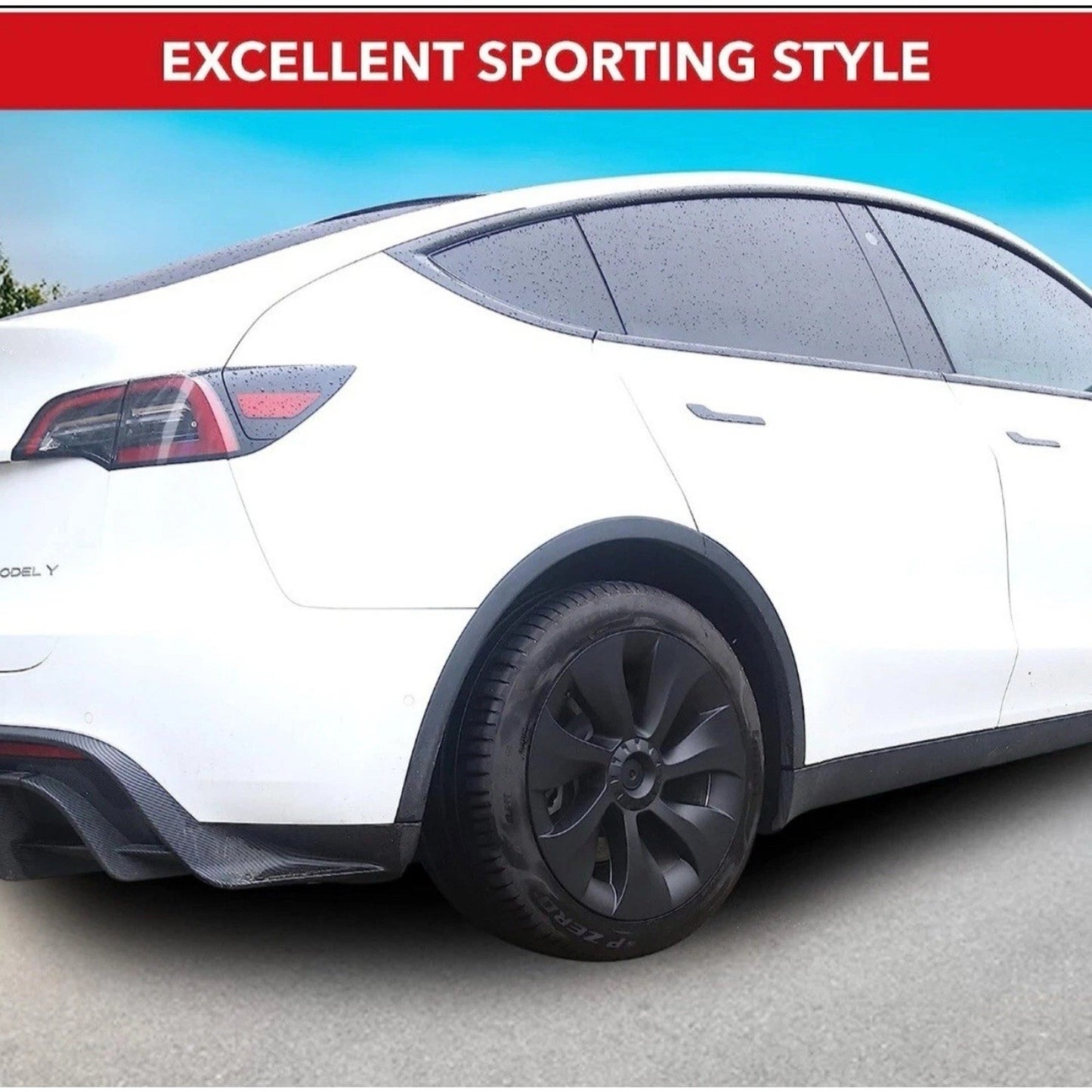 19 Inch Matte Black Hubcap Wheel Covers (4 Pcs) Fits Tesla Model Y