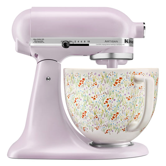 KitchenAid Artisan Series 5-Quart Tilt-Head Stand Mixer, Wildflower with Ceramic Bowl, Flat Beater, Dough Hook, Whip