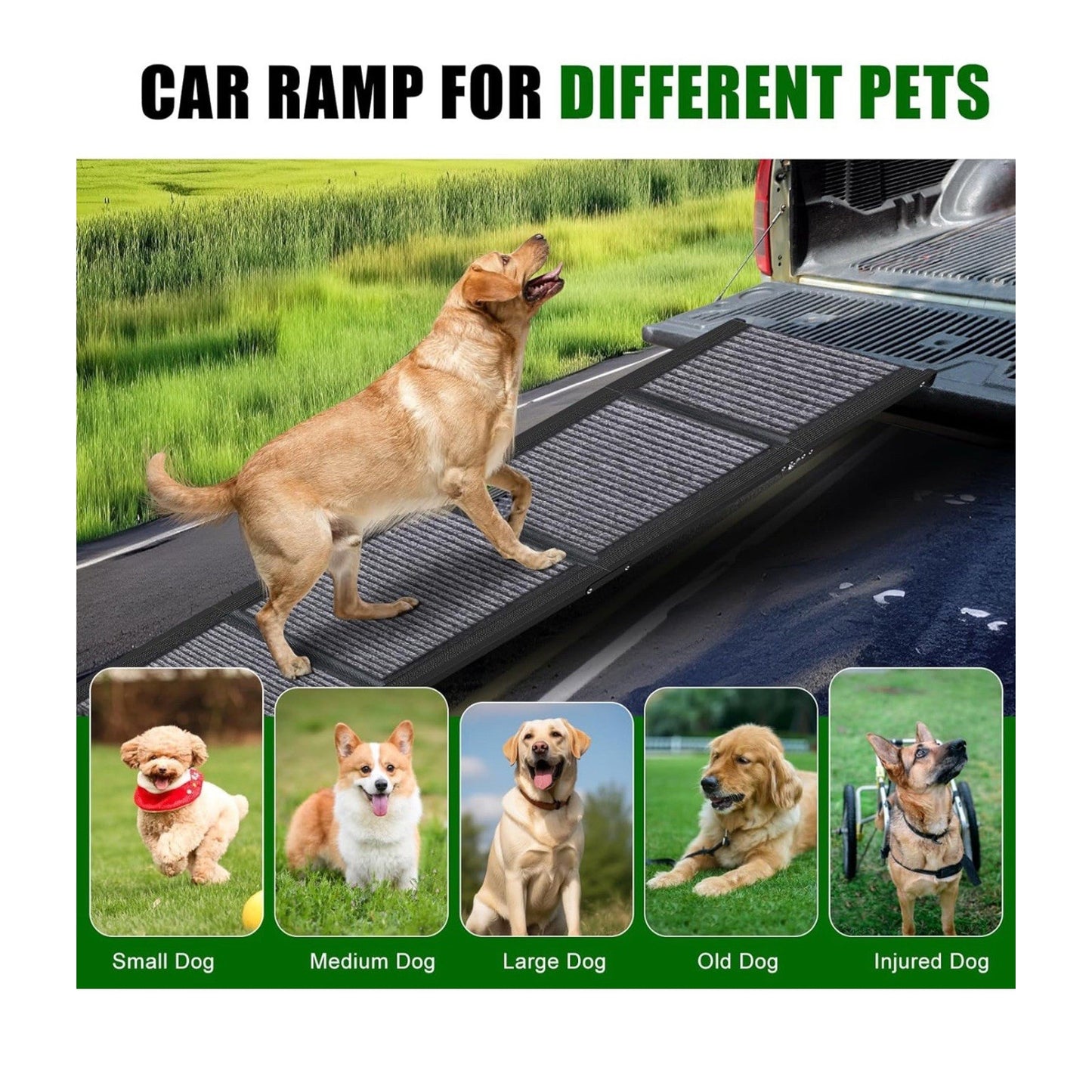 PUPAINT CW-001 67" Long Portable Folding Pet Ramp, Grey Aluminum Alloy & Fiber new