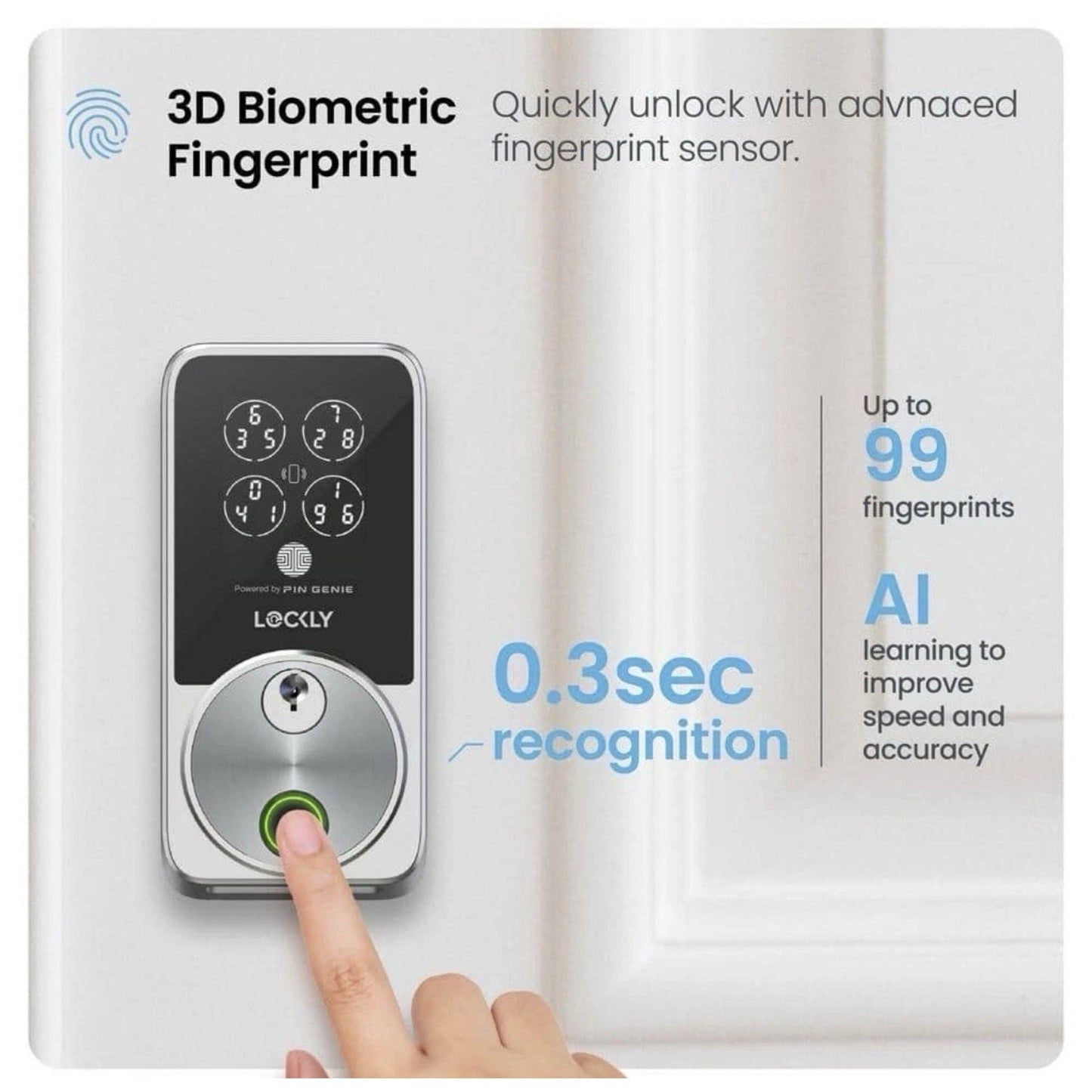 Lockly Secure Pro Zeno Series WiFi Smart Deadbolt Lock PGK728WHKSN Same Day Ship