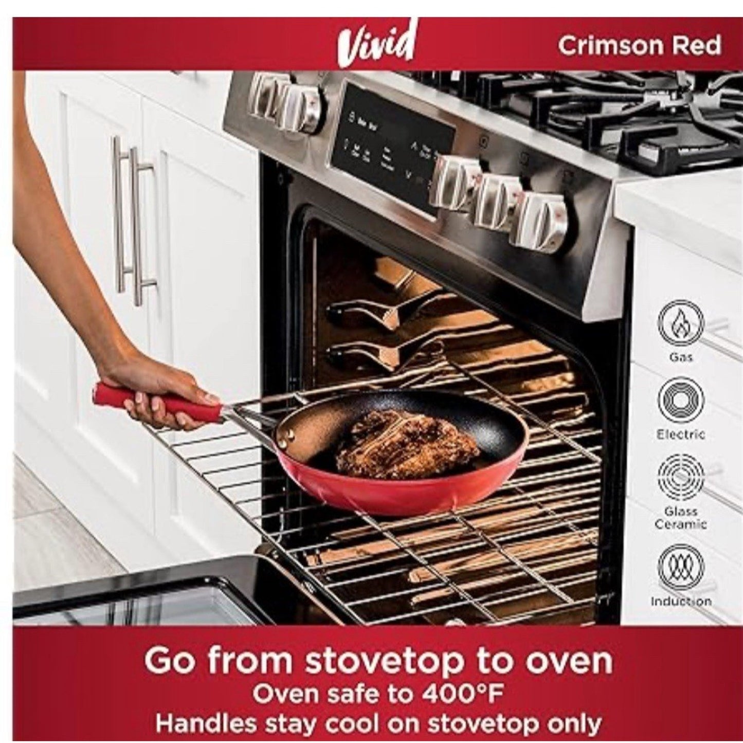 NINJA Foodi NeverStick Vivid 8 Piece Cookware Set - Vivid Crimson