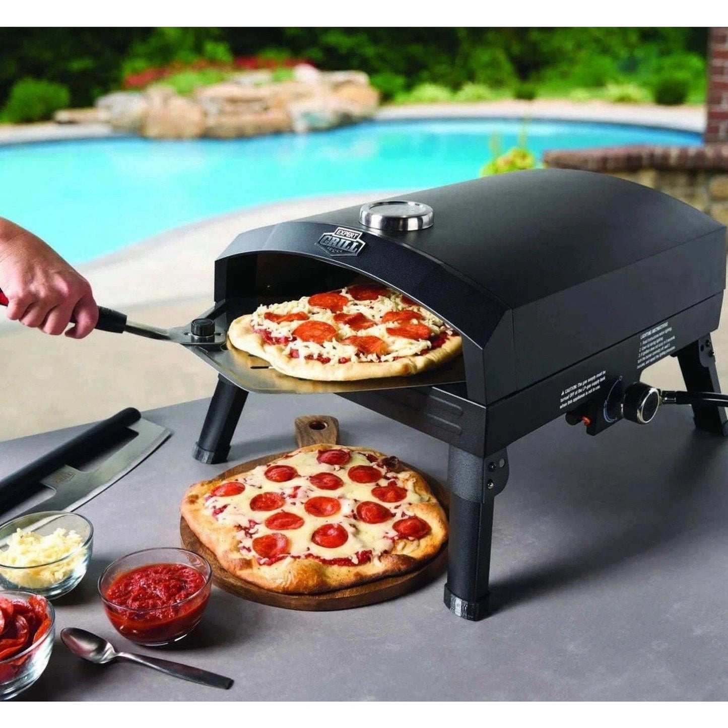 Expert Grill Black Tabletop P Gas Pizza Oven Outdoor 13" Stone 17,000 BTU