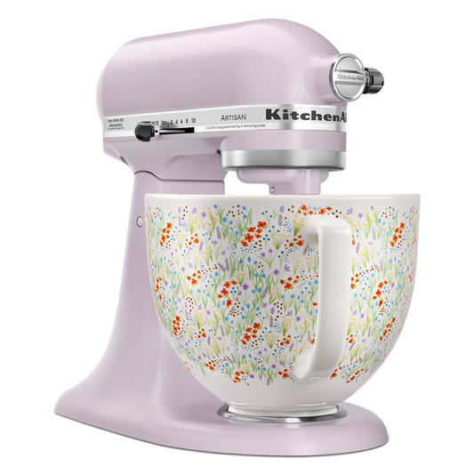 KitchenAid Artisan Series 5-Quart Tilt-Head Stand Mixer, Wildflower with Ceramic Bowl, Flat Beater, Dough Hook, Whip